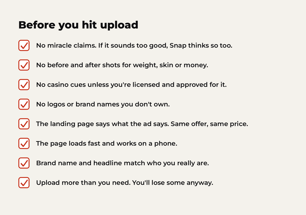 Checklist: before you hit upload